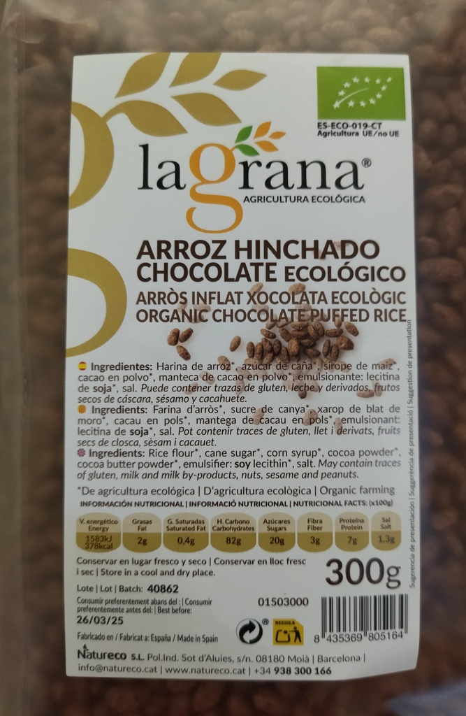ARRÒS INFLAT AMB XOCOLATA 300g LA GRANA