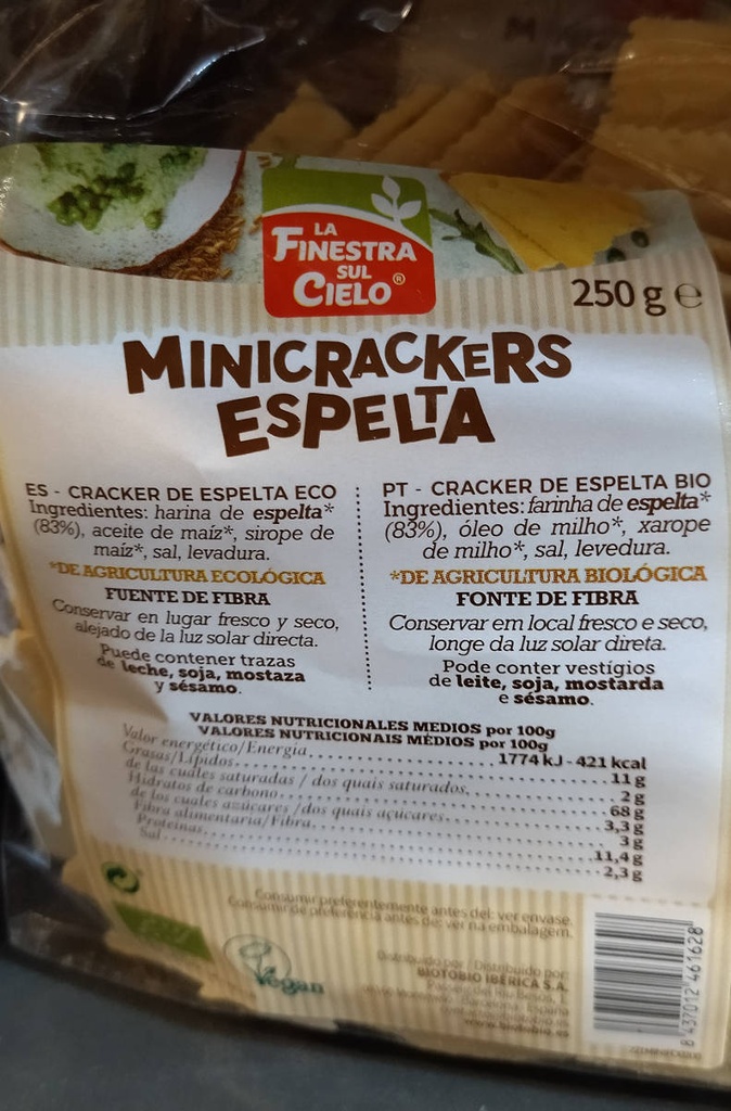 MINICRACKERS 100% ESPELTA 250G FINESTRA