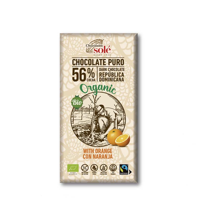 XOCOLATA NEGRE AMB TARONJA 100GR SOLÉ