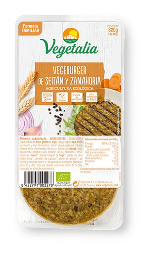 VEGEBURGUER SEITAN I PASTANAGA 160GR VEGETALIA