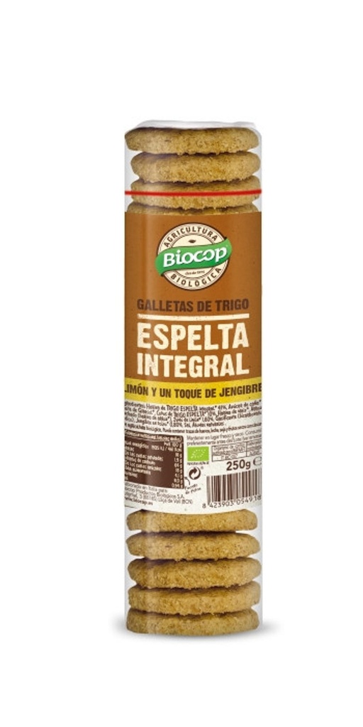 GALETES D'ESPELTA INTEGRAL AMB LLIMONA I GINGEBRE BIOCOP