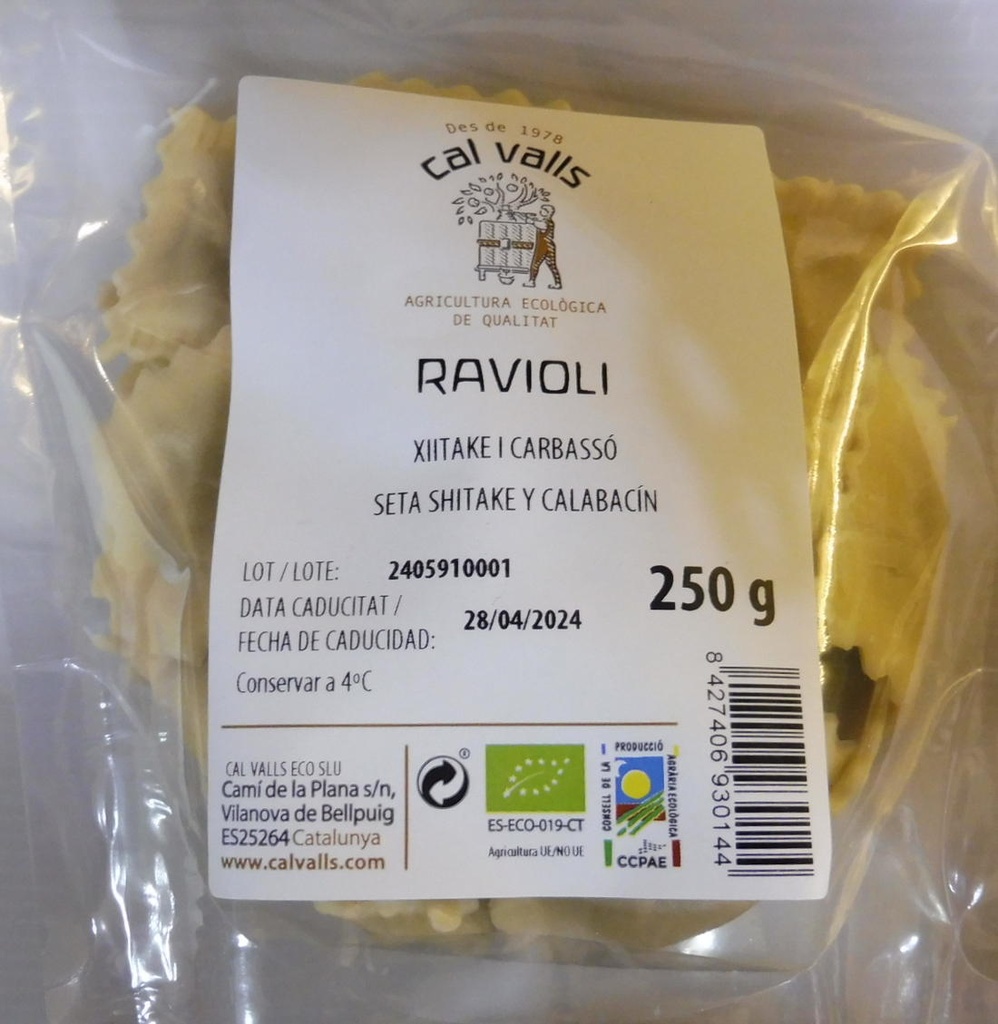 RAVIOLIS SHITAKE I CARBASSÓ 250gr CAL VALLS