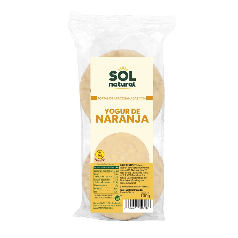 TORTITES ARROS AMB IOGURT DE TARONJA I MANTEGA DE CACAU 100gr SOL NATURAL