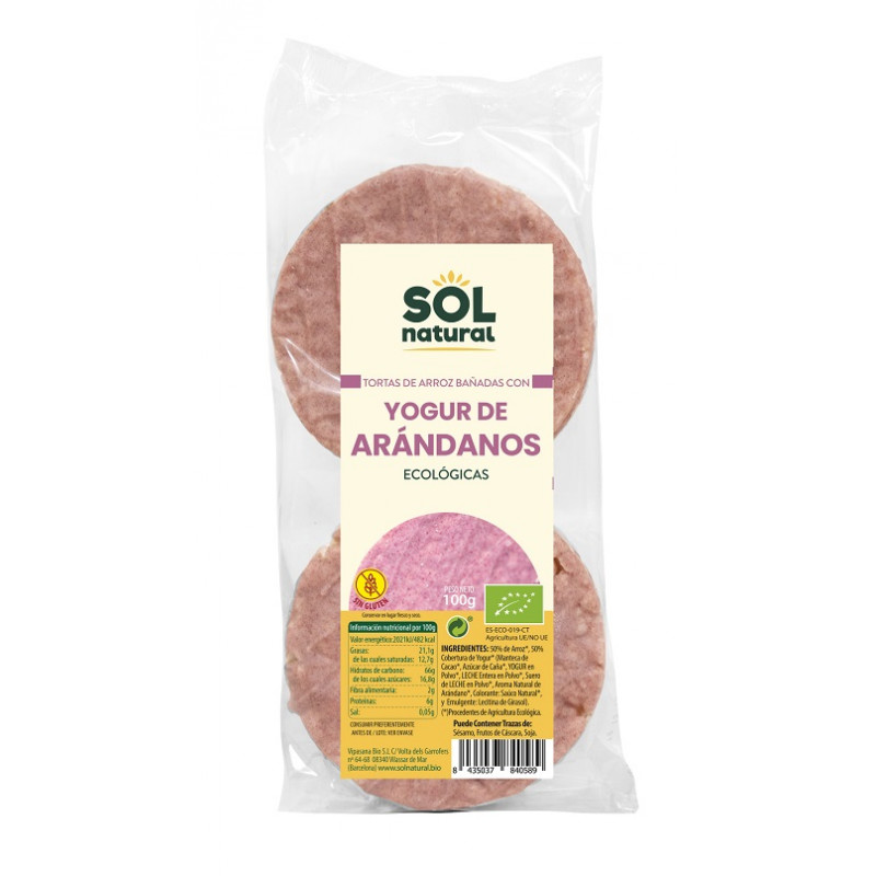 TORTITES ARROS I IOGURT DE MIRTILS BIO 100gr SOL NATURAL