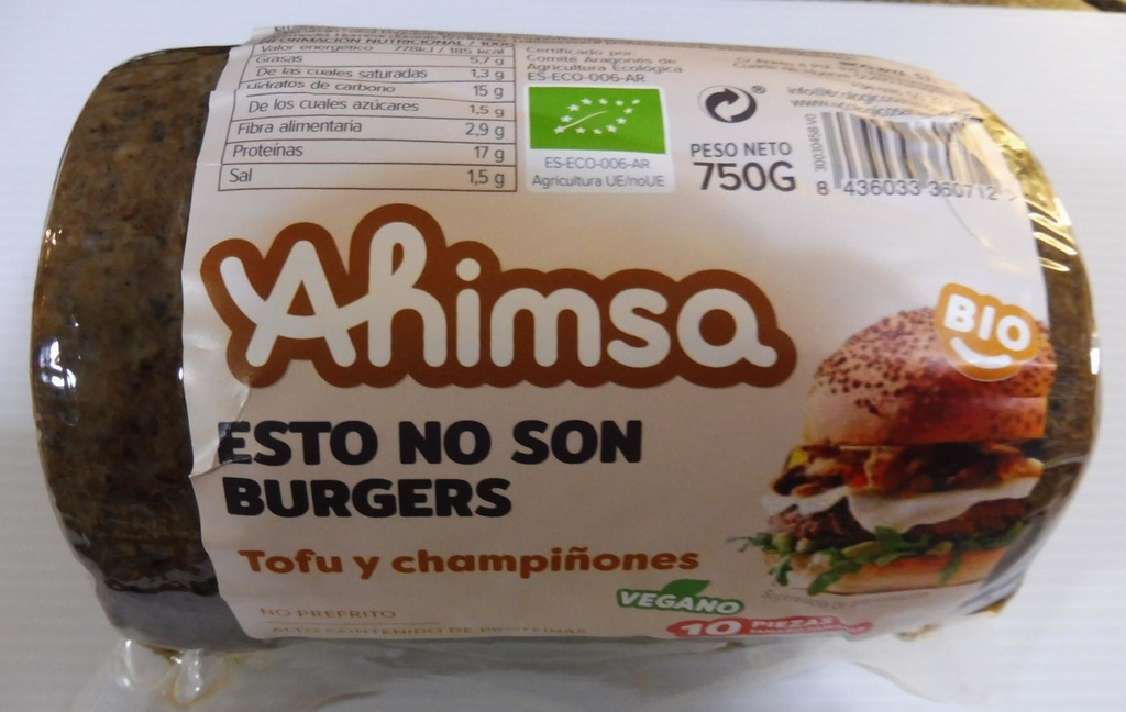 BIO BURGUER VEGETAL TOFU XAMPINYO AHIMSA