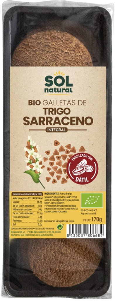 GALETES FAJOL AMB DATILS BIO 170gr SOL NATURAL 