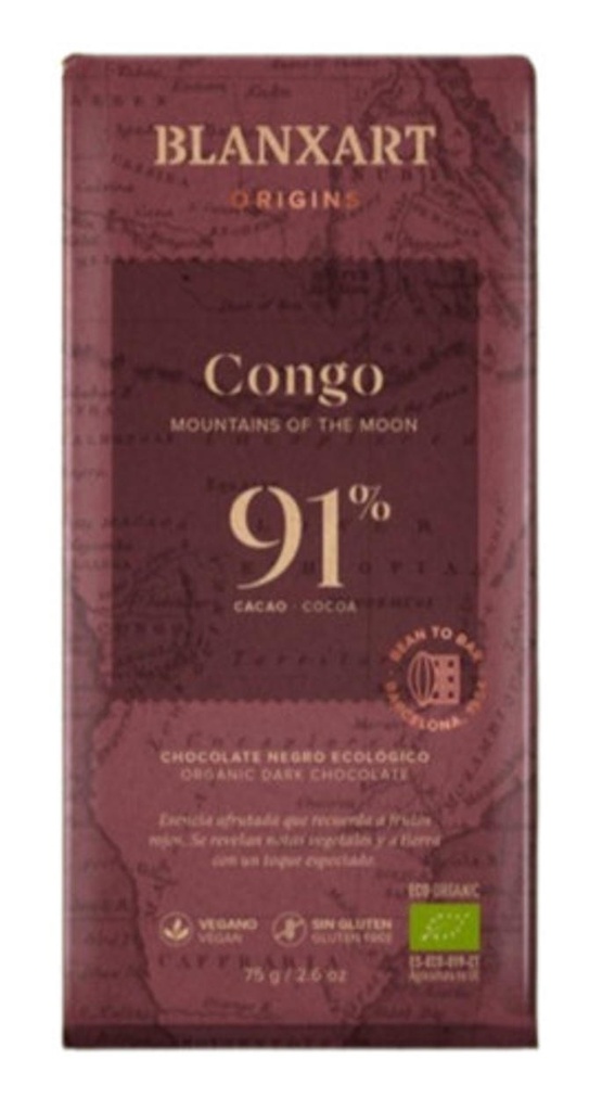 XOCOLATA NEGRA CONGO 91% 75g BLANXART