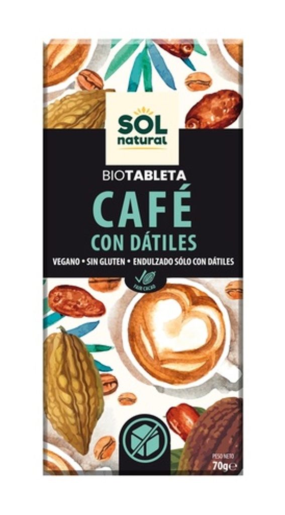 TABLETA DE CAFÈ AMB DÀTILS 70g SOL NATURAL