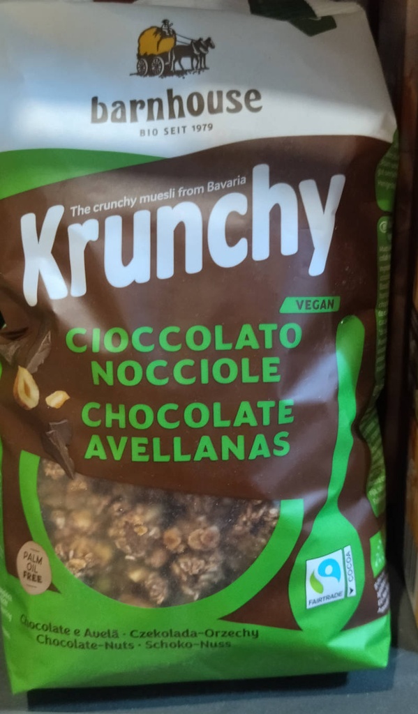 MUESLI KRUNCHY XOCOLATA I AVELLANES 375GR BARNHOUSE (copia)