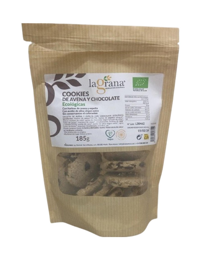 COOKIES CIVADA, ESPELTA I XIPS XOCOLATA 185g LA GRANA