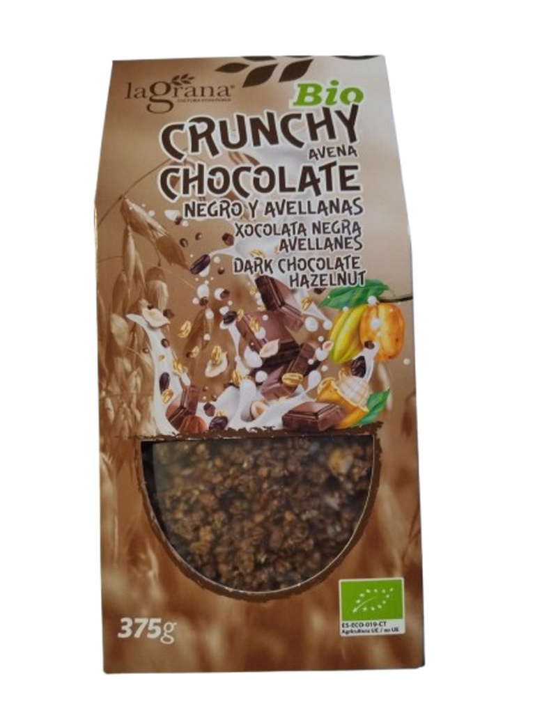CRUNCHY XOCO NEGRE I AVELLANA ECO 375g LA GRANA