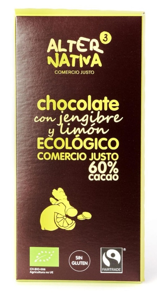 XOCOLATA 60% GINGEBRE LLIMONA 80GR ALTERNATIVA