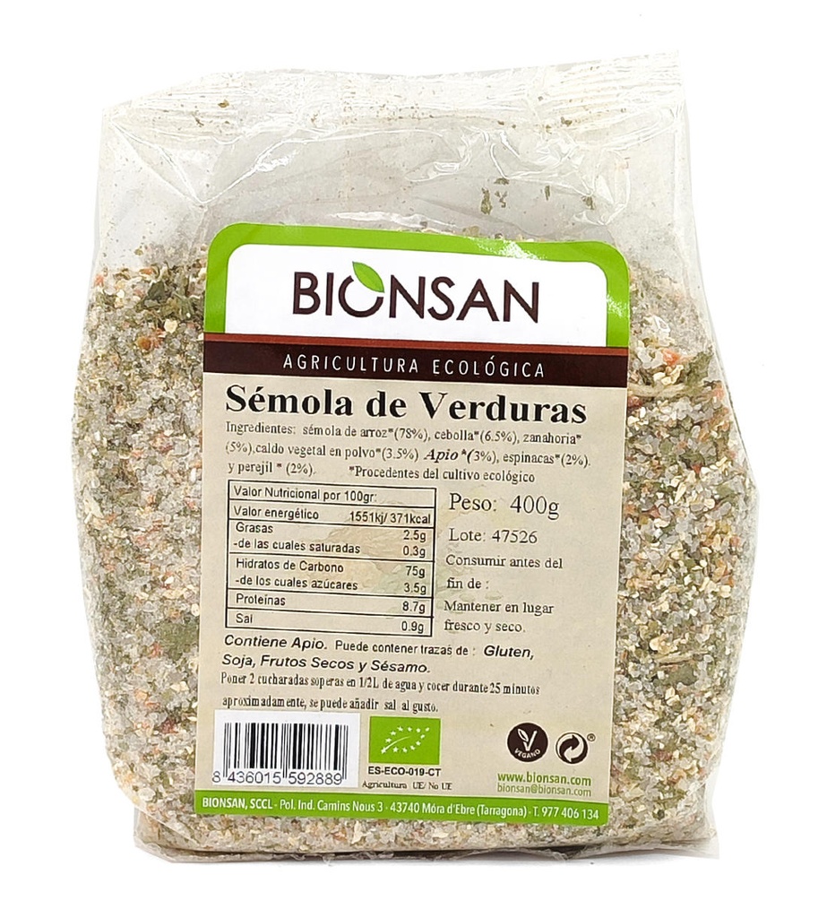SEMOLA DE VERDURES 400gr BIONSAN