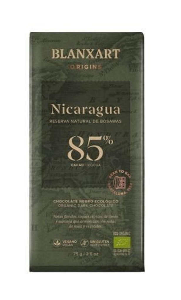 XOCOLATA NEGRA NICARAGUA 85% 75g BLANXART
