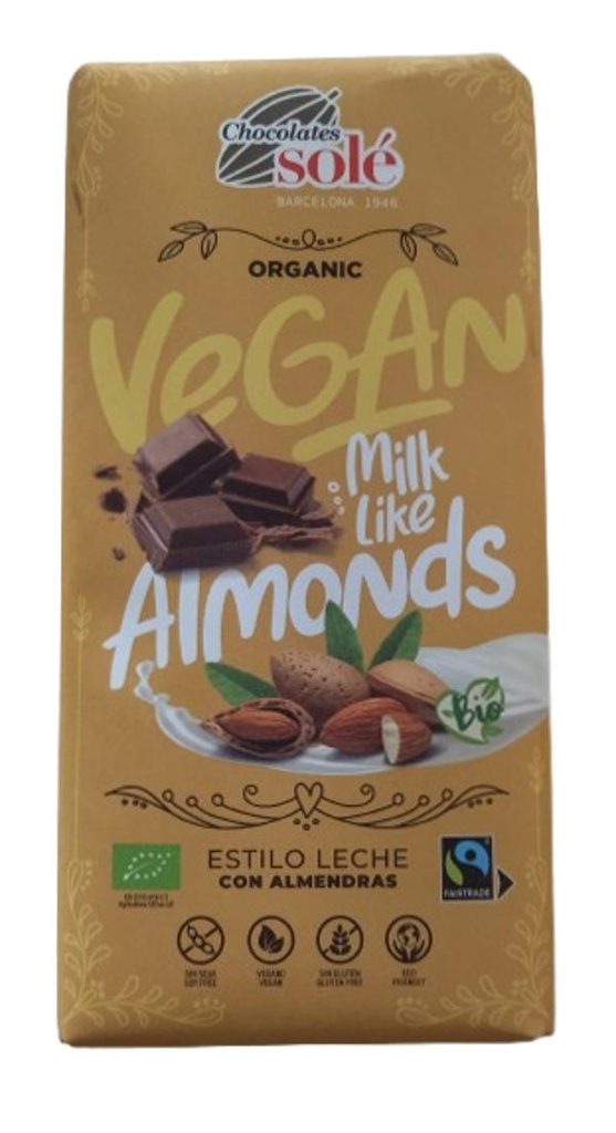 XOCOLATA VEGANA AMB AMETLLA ECO 90g SOLE