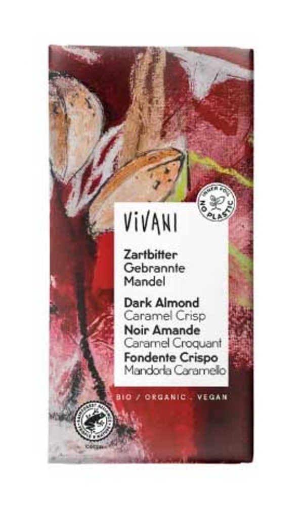 XOCOLATA NEGRA AMB AMETLLA GARRAPINYADA 80gr VIVANI